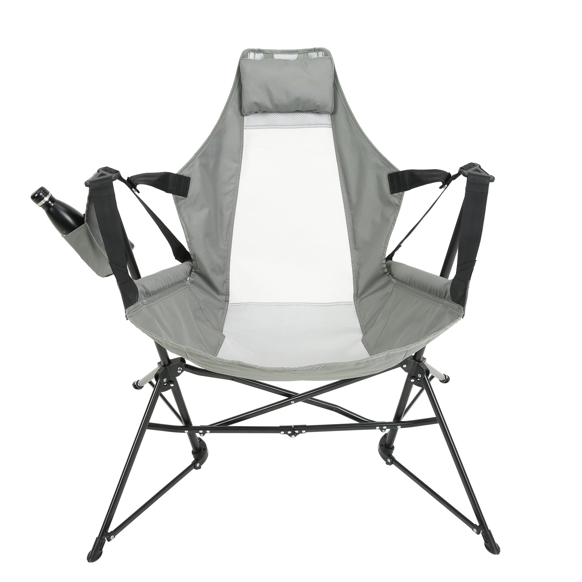 Leumius 2 Pack Hammock Camping Chair,Oversized Folding Camping Chair with Pillow Cup Holder, Recliner with Carry Bag for Outdoor Travel Lawn Backyard,Gray