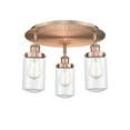 thumbnail image 3 of Innovations Lighting  Dover - 3 Light 16" Flush Mount Clear/Antique Copper, 3 of 5