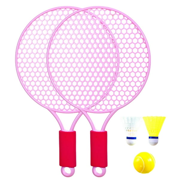 Raqueta de tenis para niños con pelota, volante, ligera, regalo para niños rosa