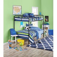 YourZone Twin Metal Frame Bunk Bed with Ladder, Black