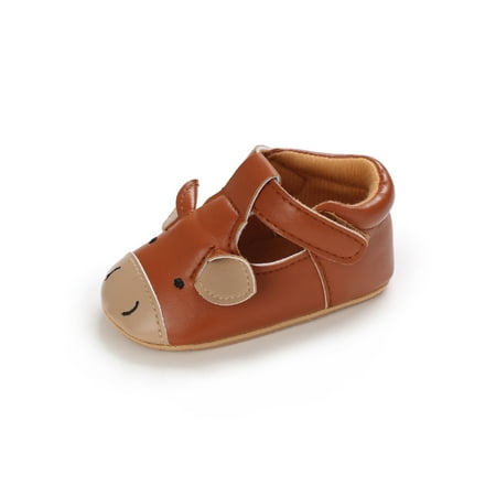 

Daeful Baby Girls Boys First Walkers Flats Shoes Soft Sole First Walking Infant Shoes Leather Dress Shoes Comfy Crib Shoes Brown-Cattle 0-6 months