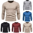 thumbnail image 4 of CENL Men Thicken Pullover O-neck Solid Color Long Sleeve Warm Slim Sweater Knit Top, 4 of 9