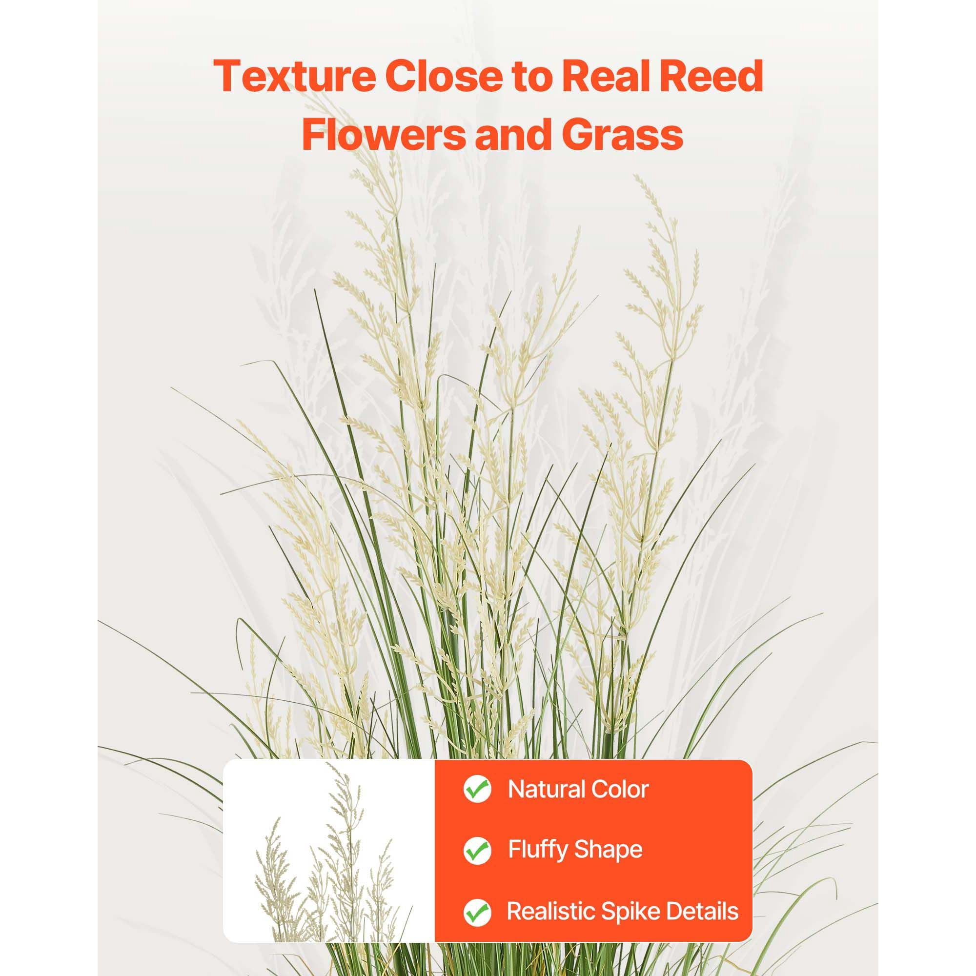 1-Pack Artificial Reed Flowers with Basket, 4 ft Tall, PVC Leaves, Lifelike Design, No Assembly Required, for Home, Garden, Patio, Hotel & Office Decor