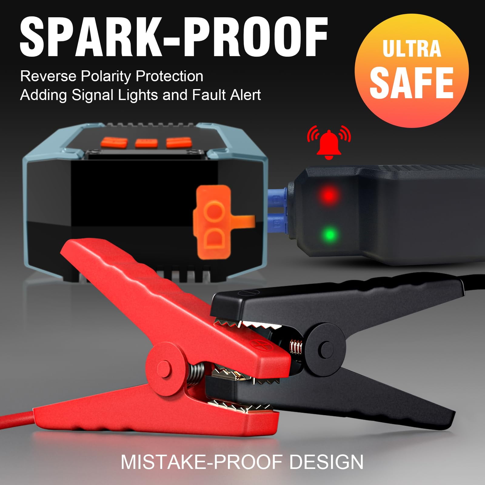 Portable Car Jump Starter 4000A Peak 12V with Air Compressor (150 PSI), Smart Jumper Cables, LED Light and LCD Display