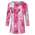 thumbnail image 5 of NAMTYQX Pink Cancer Shirts for Women Stretchy Trending Scoop Neck Loose Fit Pink Size 3XL, 5 of 5