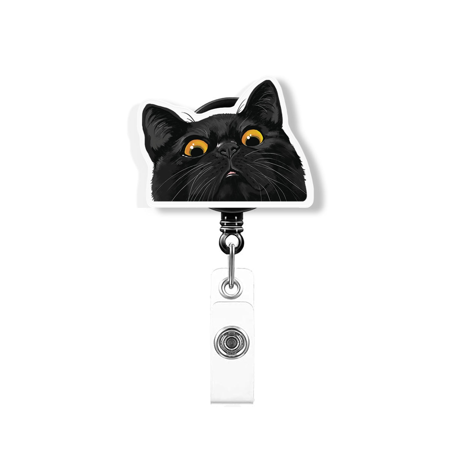 WIRESTER Acrylic Reel ID Holder Belt Clip Badge Retractable with Alligator  Clip for Office Worker, Medical Staffs, Nurse, Doctor, Teacher, Student -  Animal Black Bombay Kitten Cat 