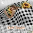 thumbnail image 4 of Pastoral Sunflower Bedding Duvet Cover Set Queen Size 4 Pieces Country Floral Plants Black Buffalo Plaid Bedding Set with Zipper Closure, 1 Comforter Cover 90x92 Inches 1 Flat Sheet & 2 Pillow Cases, 4 of 7
