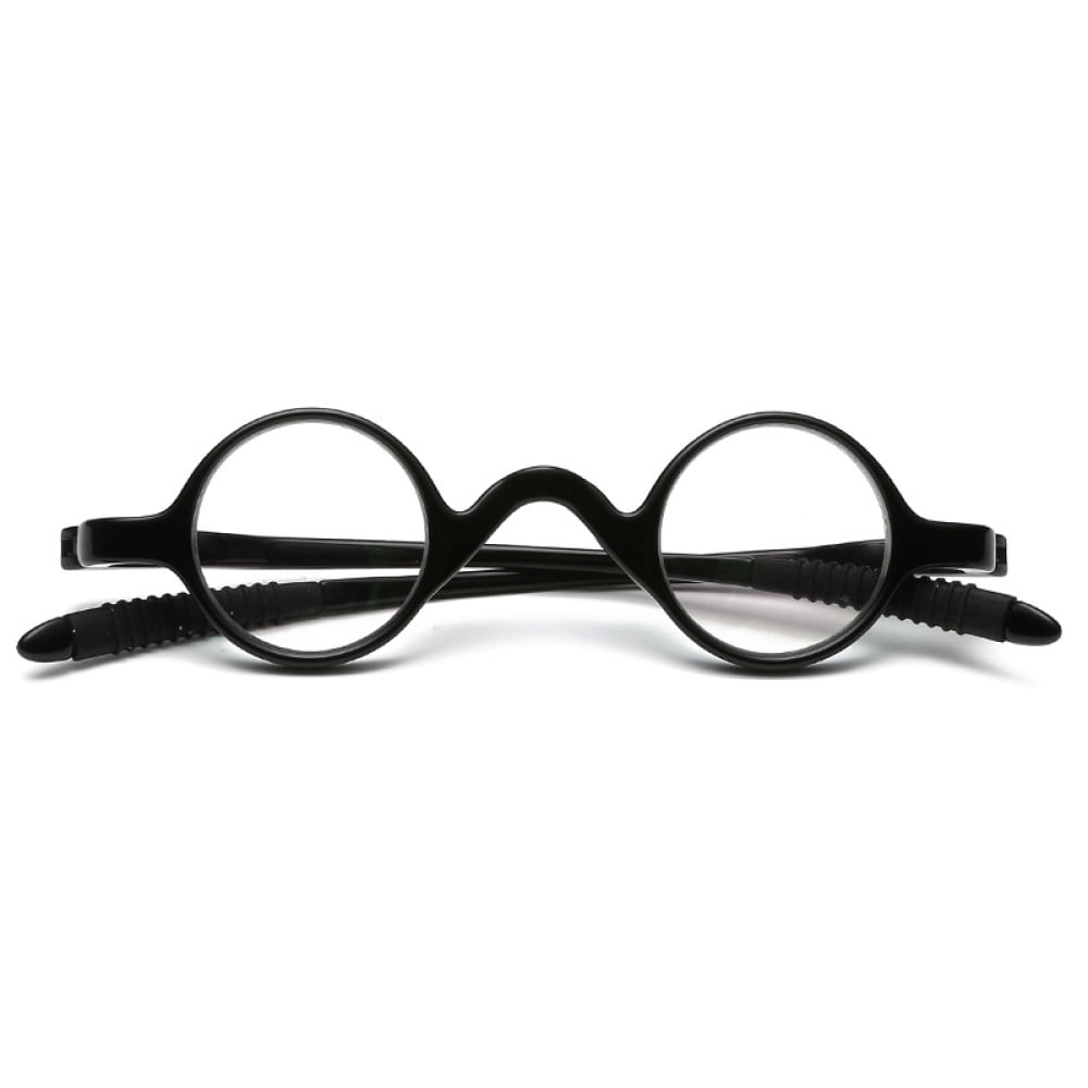 2 Pairs of 32mm Retro Reading Glasses Fashionable Small Round Black Personalized Classic Blue Light Blocking Readers TR90 Flexible Presbyopic Glasses +2.50