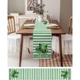 thumbnail image 2 of St. Patricks Day Table Runner 13x48 Inches Long Green Clover Hat Runner for Table Green White Stripe Table Runners Cotton Linen Dresser Scarf for Kitchen Coffee Dining Spring Holiday Party Decor, 2 of 6