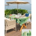 thumbnail image 5 of Outdoor Tablecloths with Umbrella Hole & Zipper, Spring Leaves Rectangle Tablecloth 52x70 Inch, Pastoral Garden Botanical Gray Plaid Waterproof Table Cloth, Patio/Pool/Picnic Table Covers, 5 of 8