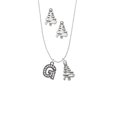 thumbnail image 2 of Delight Jewelry Black Nickeltone Crystal Initial - G - Beaded Border - Silver tone Zig Zag Christmas Tree Charm Necklace and Stud Earrings, 2 of 4