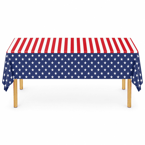 PMU Patriotic American Flag Tablecloth 54in x 108in - 4th of July Tableware & Patriotic Party Supplies for Holidays, Veterans, Elections, Memorial Day & Independence Day