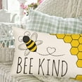 thumbnail image 5 of Spring Summer Bee Kind Pillow Covers 12x20 Inch Yellow Honeycomb Honey Bees Decorative Throw Lumbar Pillow Cases Love Home Sofa Couch Pillows Cushion Cover Cotton Linen, 5 of 6