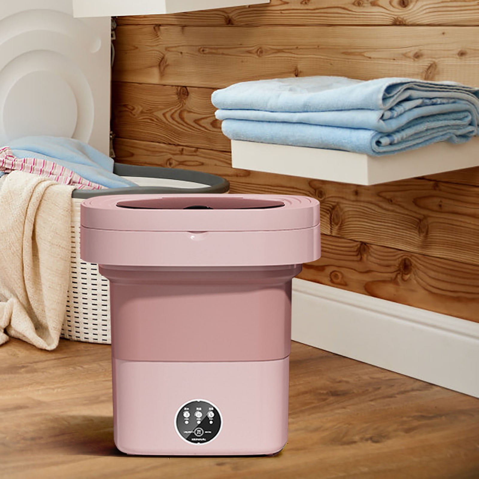FHBVT Folding Portable Mini Washing Machine 8.5L Large Capacity 3 Intelligent Cleaning Modes Foldable Space-Saving Dehydration Function for Dormitory Travel Home Underwear Baby Clothing Washing