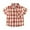 Brick Red, variant on HCYSFG Boys Plaid Shirt Button Front Notch Neck Short Sleeve Chest Pocket Loose Fit Classic Casual Top Summer Dress Shirt