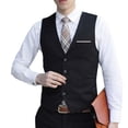 thumbnail image 1 of Chaleco elegante de algodón de un solo pecho de color sólido para hombre, chaleco formal ajustado sin mangas (negro, S), 1 of 3