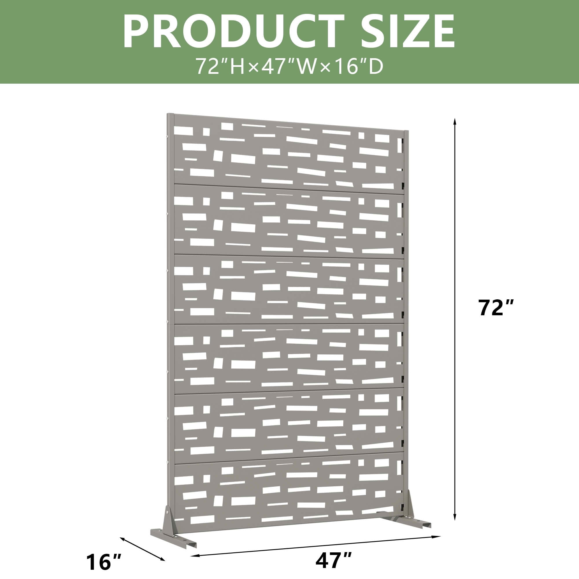 MAYEERTY 72X47" Metal Outdoor Gray Privacy Screen for Backyard & Garden, 6 Piece Set