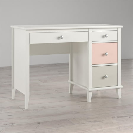 Little Seeds Monarch Hill Poppy Kids’ White Desk, Peach and Taupe Drawers