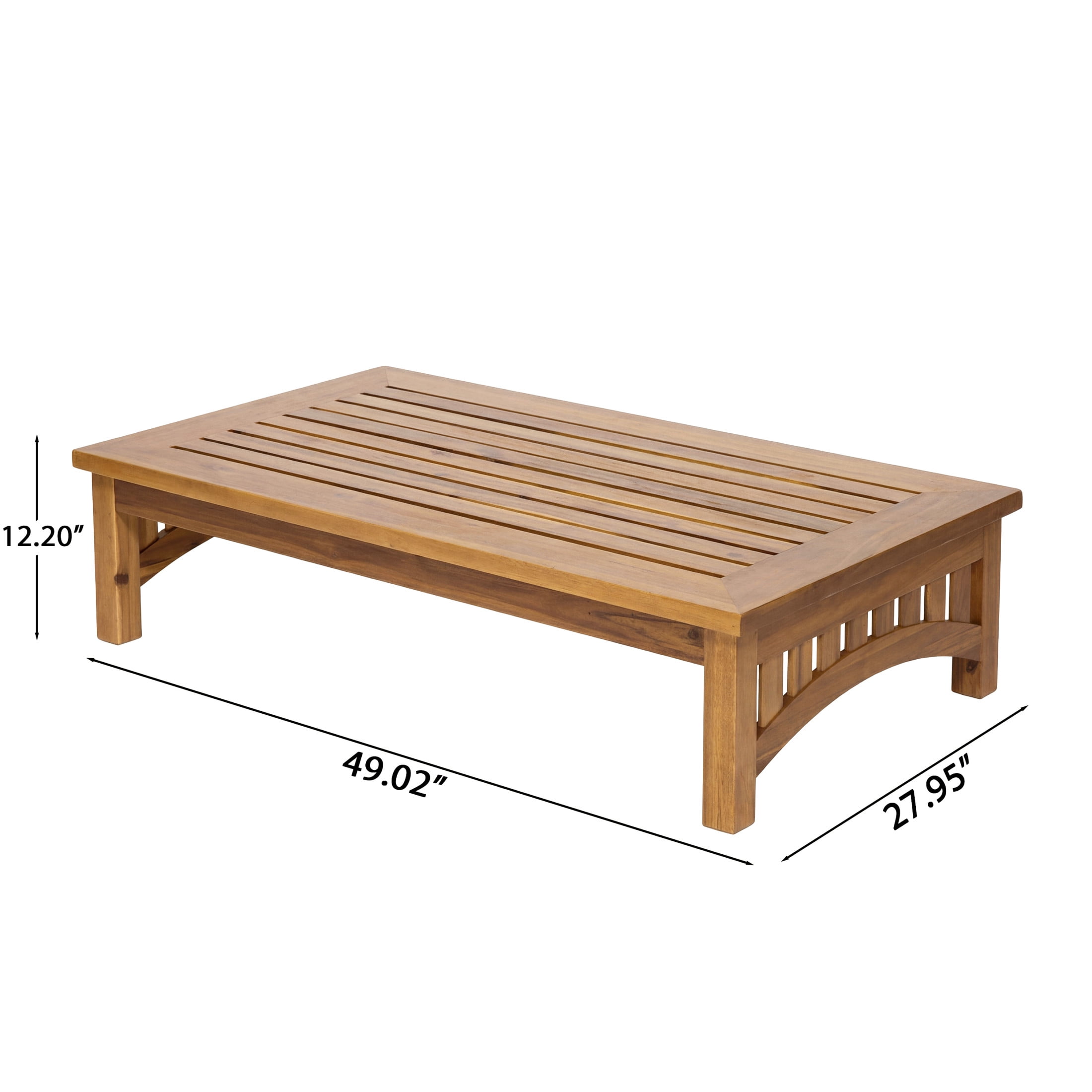 Christopher Knight Home 49" Mid-Century Outdoor Patio Acacia Wood Slatted Coffee Table, Natural