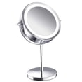 thumbnail image 1 of Makeup Mirror, 5X Magnification Double Sided Lighted Makeup Mirror with Stand, 360 Degree Rotation Cosmetic Mirror for Table Desk Counter Top Mirror Bathroom Vanity, 1 of 7