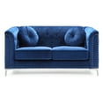 thumbnail image 2 of Passion Furniture Pompano 62 in. Navy Blue Velvet 2-Seater Sofa with 2-Throw Pillow, 2 of 5