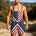 thumbnail image 2 of FUZHIQ Bib Overalls for Men Adjustable Straps Shorts Jumpsuit American Flag Printed Romper with Pockets for Independence Day Festival Daily Wear, 2 of 4