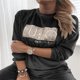 thumbnail image 1 of Women Round Neck Long Sleeve Letter Print Velvet Casual Outwear Sweatshirt Top, 1 of 8
