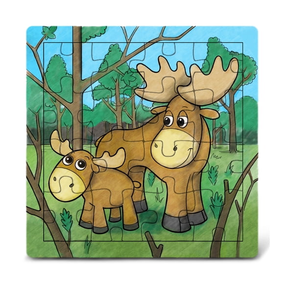 Puzzled Moose Jigsaw Puzzle – Easy To Play Wild Life Wooden Animals Puzzle, Fun Educational Toy Puzzle Game & Learning Activity for Kids – Mountain Moose Wild Life 20 Piece Puzzle Size 8 x 8 Inch