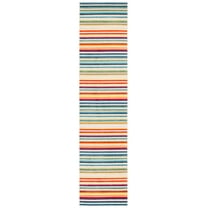 SAFAVIEH Cabana Fedelma Striped Indoor/Outdoor Runner Rug, Ivory/Green, 2'2" x 7'