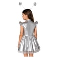 thumbnail image 2 of vastwit Robe 2 Pcs pour Filles Enfants Alien Manches Volantes Brillantes Iridescentes Robe Tutu à Volants avec Serre-Tête Argent 10, 2 of 6