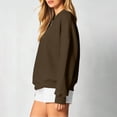 thumbnail image 6 of Women's Sweatshirt Dqueduo Women's Long-Sleeve Solid Color Casual Loungewear Top – Drop Shoulders & Half-Zip Collar Brown L, 6 of 7