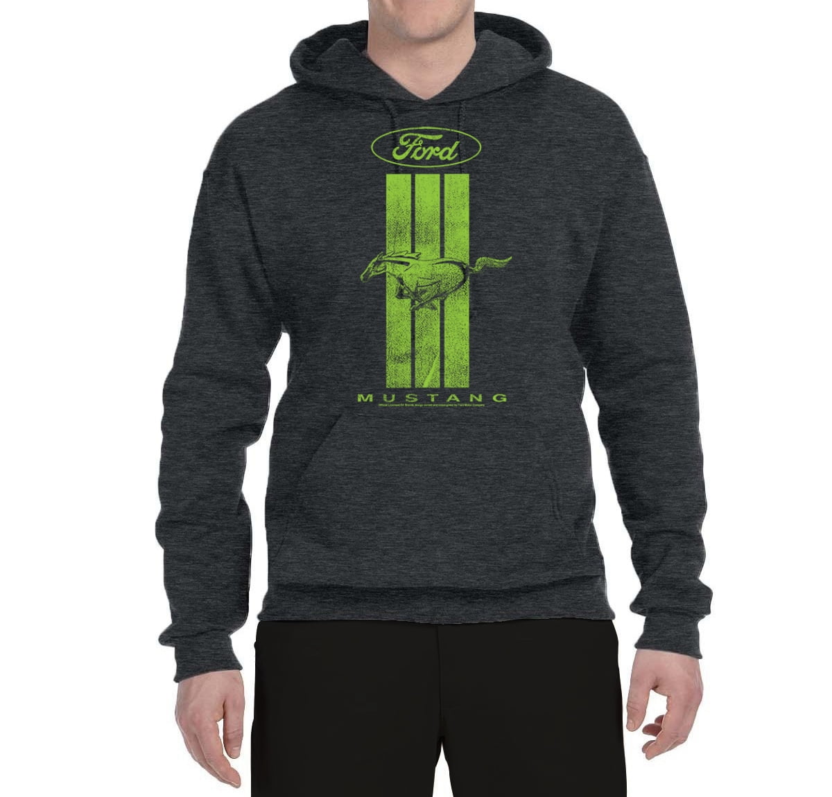 Green Striped Ford Mustang Mens Cars and Trucks Hooded