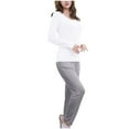 thumbnail image 4 of ChaoHeng 3/4 Sleeve Shirts for Women Fall Clothes Fall,Women Solid Color Round Neck Long Sleeve Top With Chest Pad Trousers Home Wear Set,Gray,XL, 4 of 8