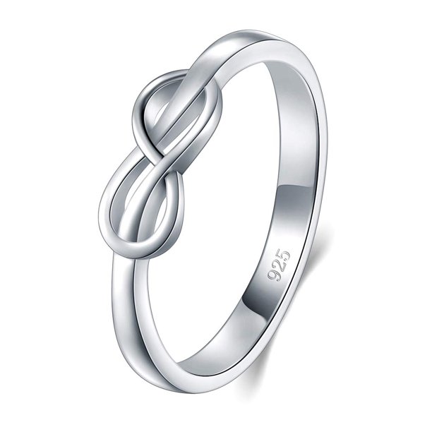Boruo Anillo Infinito - Anillos De Plata De Ley Para Mujer - Anillos De Plata De Ley 925 Infinito - Anillo De Nudo - Anillo De Plata Con Forma De Infinito - Regalo Clásico Para Ocasiones Especiales -