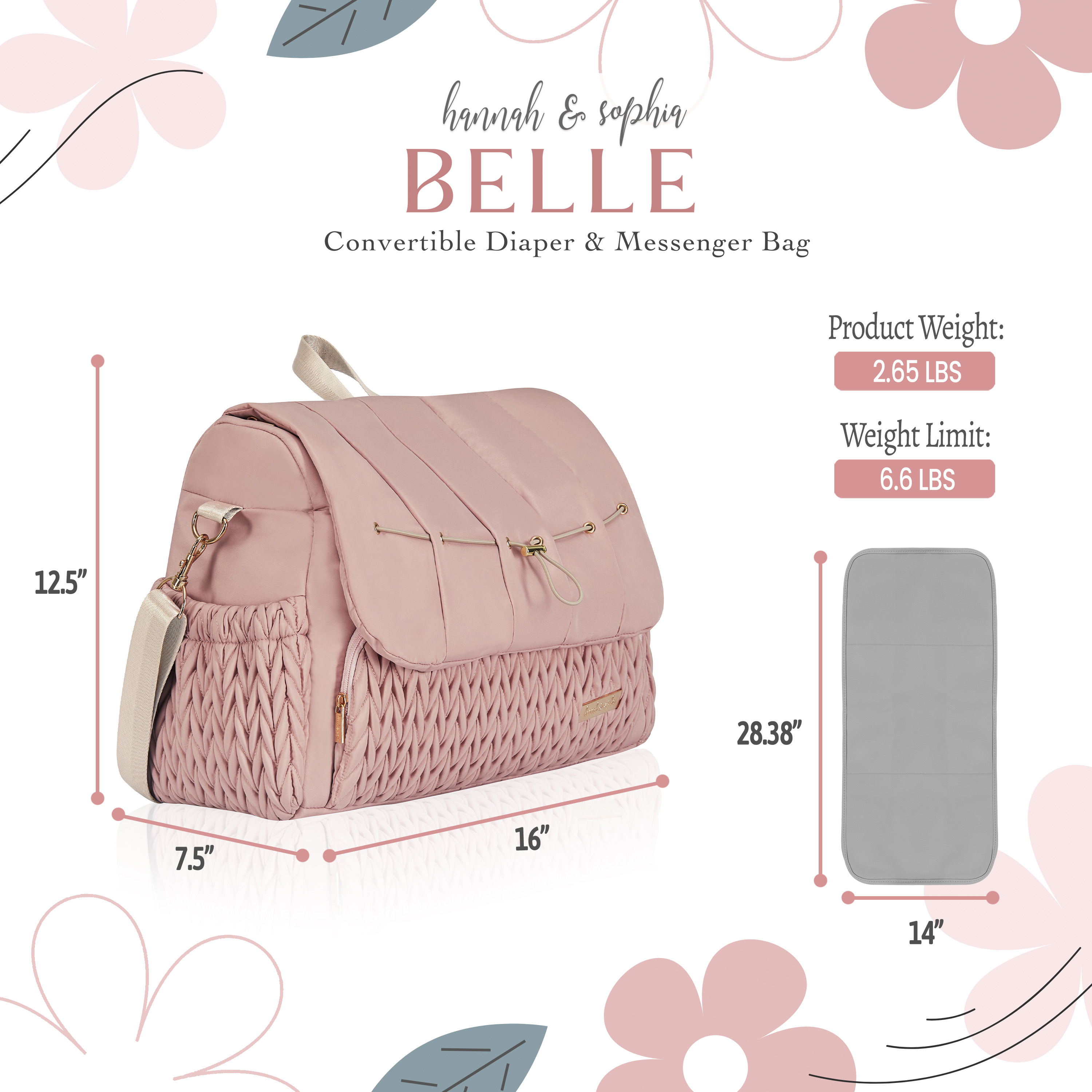 Hannah & Sophia Belle Convertible Diaper Backpack photo 6
