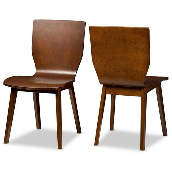 Pemberly Row Modern Dining Side Chair in Dark Walnut (Set of 2)