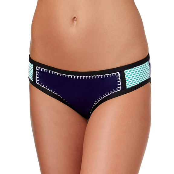 Bar III Women's Whip It Good Colorblocked Hipster Bikini Bottoms, Midnight,Medium