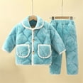 thumbnail image 2 of Ruyang Gilrs Boys Long Sleeve Pajamas Set Winter Thick Warm Pajama Soft Fleece Homewear Button Down Pjs Top with Pants, 2 of 6