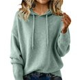 thumbnail image 1 of Suéteres de mezcla de Cachemira for mujer, sudaderas con capucha de lana suave con cuello redondo, jersey de punto acogedor con cordón for Otoño e Invierno 2026, 1 of 3