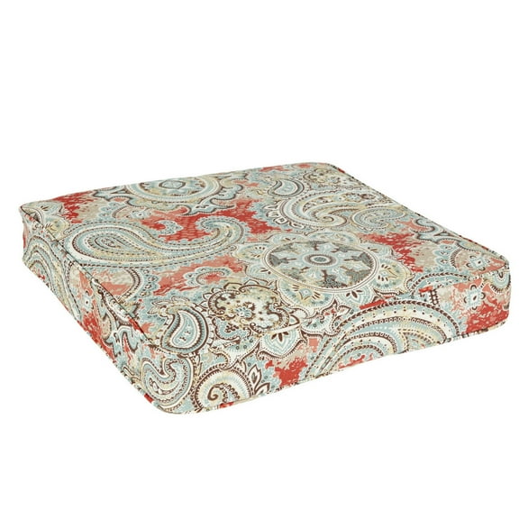 Sorra Home Coral Aqua Paisley Indoor/Outdoor Cushion, Corded