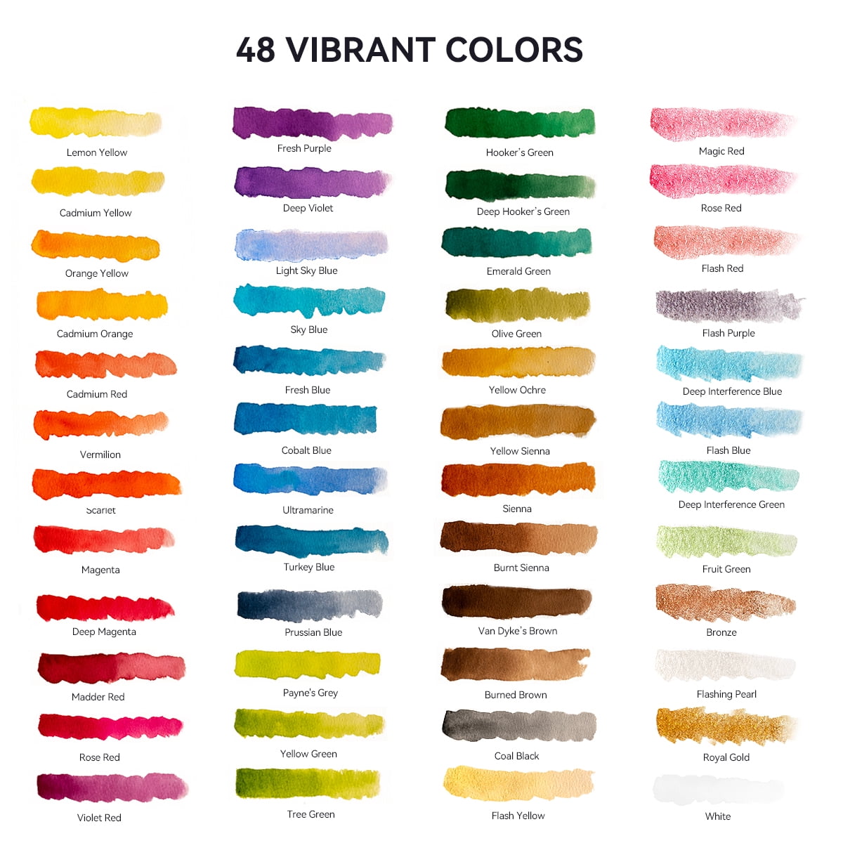 MeiLiang Watercolor Paint Set, 48 Vivid Colors Includes12 Metallic Glitter Solid Colors in Pocket Box with Metal Ring and Watercolor Brush, Perfect as Art Gift, Suitable for Beginners, Professionals