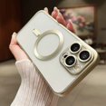 thumbnail image 3 of Luxury Plating Frosting Titanium Frame Case For IPhone 15 14 13 12 11 Pro Max Plus Clear Magsafe Magnetic Wireless Charge Cover, 3 of 5