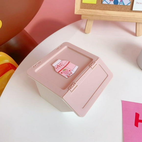 ZOUSSIQI Storage Box Cute Japanese Plastic Mini Cartoon Organizer Fairy for Desk Classroom Milk Box Pink JU316-30626