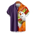 thumbnail image 4 of Mens Manga Corta Botón Abajo Camisas, Navidad Impreso Turndown Cuello Blusa, Top de Moda Casual, 4 of 6