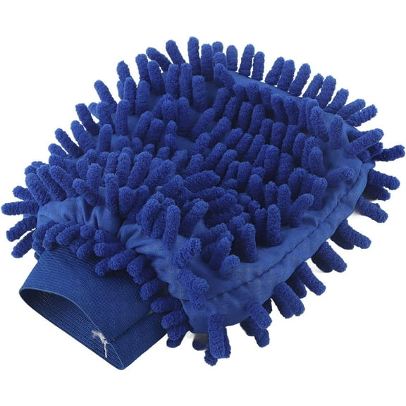 Car Wash Sponge,Car Wash Mitt,Car Wash Glove Chenille Fleece Cleaning Cloth Soft Double Sided Universal Scratch Resistant,Ultra Absorbent Microfiber Mitt for Car Detailing(Blue)