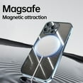 thumbnail image 3 of Compatible with iPhone 14 Case with Rotating Magnetic Ring Stand, [Compatible with MagSafe] [Full Camera Lens Protector] Plating Clear Slim Phone Case for iPhone 14, Blue, 3 of 7