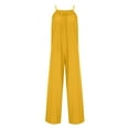 thumbnail image 4 of up to 60% off Gifts Usmixi Jumpsuits for Women Dressy Casual Solid High Waist Loose Wide Leg Spaghetti Strap Jumpsuits Overalls Summer Square Neck Sleeveless Plain Long Formal Rompers Yellow xl, 4 of 6