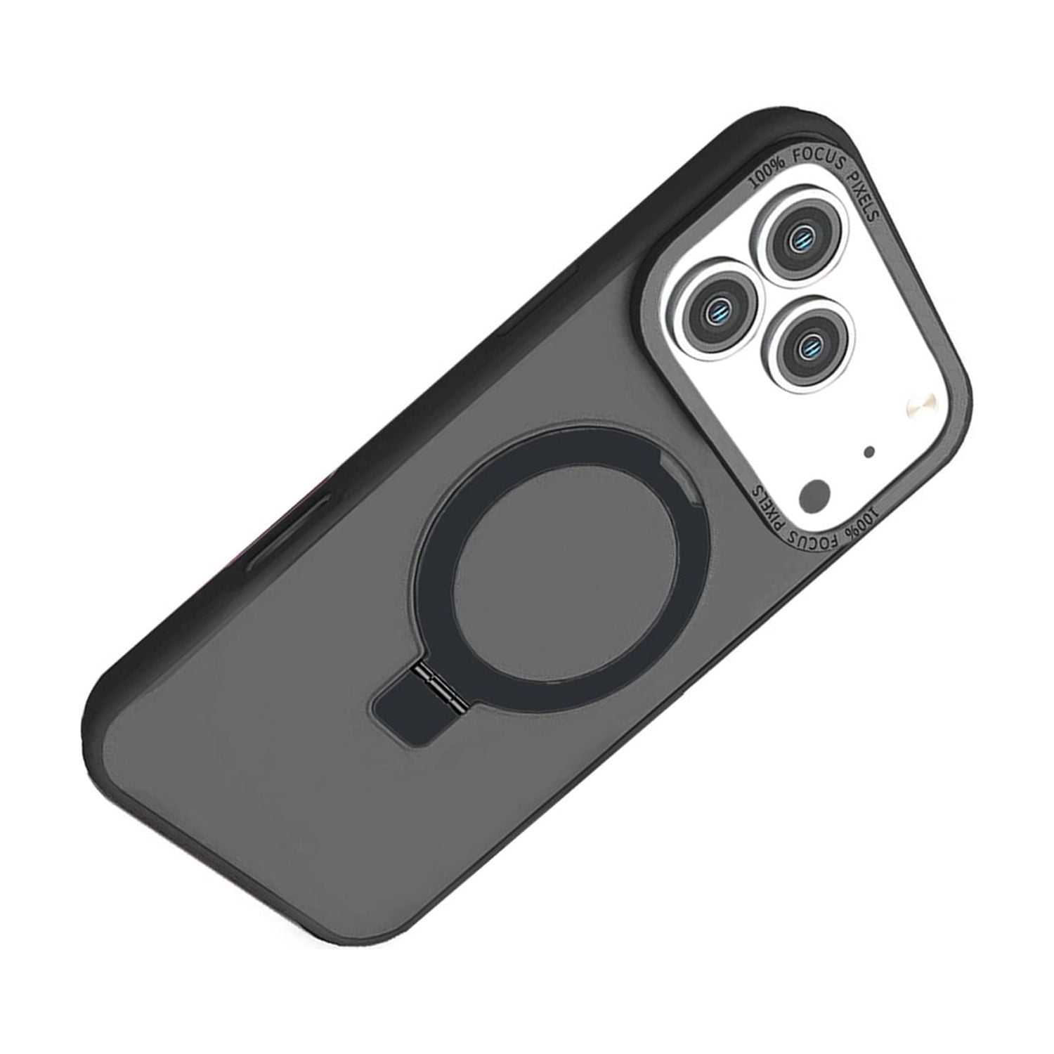Carbon Wireless Charging Case with Ring Stand for iPhone 17 Pro Max - Black