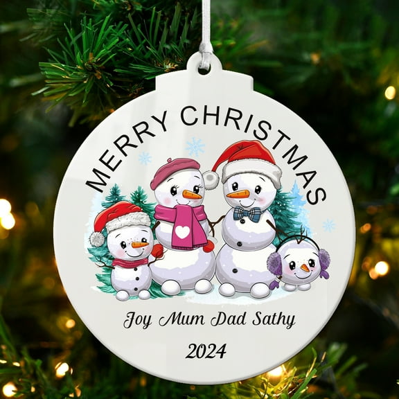 Personalized Christmas Ornaments Snowman Design Christmas Tree Hanging Decoration for Family Gift 2024