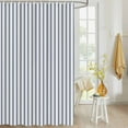 thumbnail image 4 of Fabric Shower Curtain, White and Navy Blue Striped Geometric Shower Curtains with 12 Hooks Waterproof Machine Washable Bath Curtains for Bathroom, 72 x 96in, 4 of 6